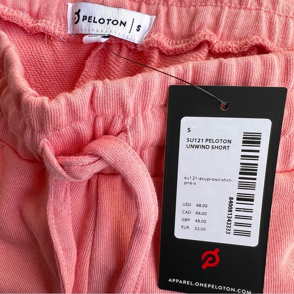 Peloton Unwind Drawstring Cotton Shorts NWT - Pink, Women’s Size Small - Picture 5 of 10